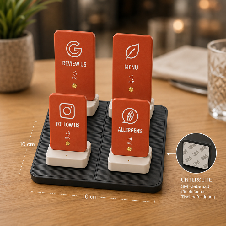 Restaurant Hub NFC Set – 4er Set Schwarz mit Maßen