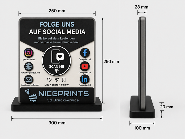 Niceprints 3D Social Media Aufsteller