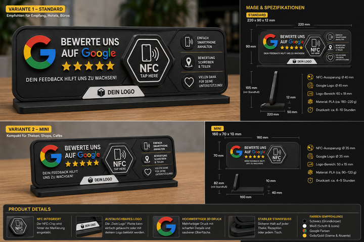 Google ReviewTap NFC Display – Personalized Google Review Stand