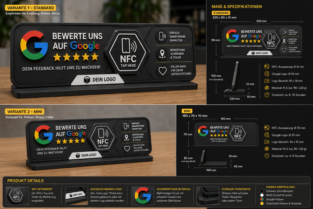 Google ReviewTap NFC Display – Personalized Google Review Stand
