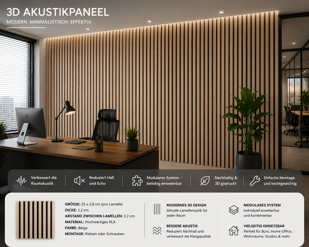 3D Akustikpaneele 4er Set