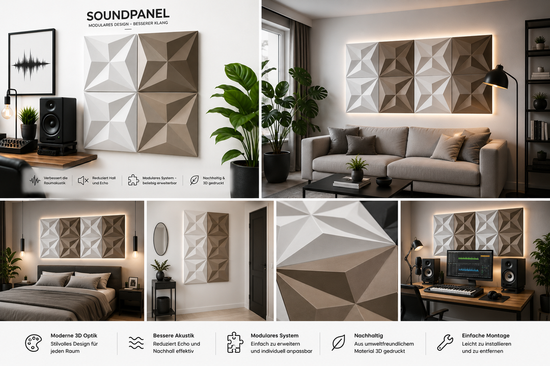 3D Pyramid Akustikpaneele 4er Set