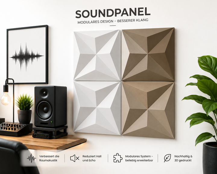 3D Pyramid Akustikpaneele 4er Set