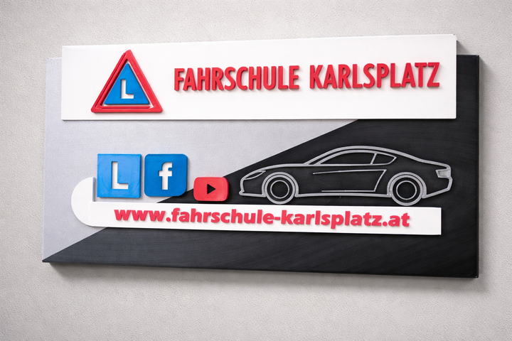 🚗 Gebrandetes Empfangs-Display (Fahrschule Karlsplatz)