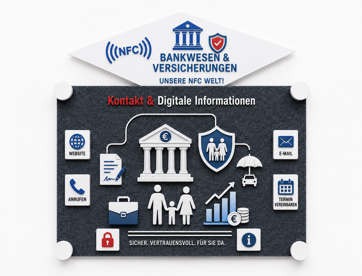 NFC Wand-Display für Bankwesen und Versicherungen – Exklusiv &amp; Innovativ