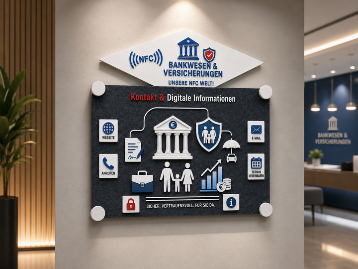 NFC Wand-Display für Bankwesen und Versicherungen – Exklusiv &amp; Innovativ