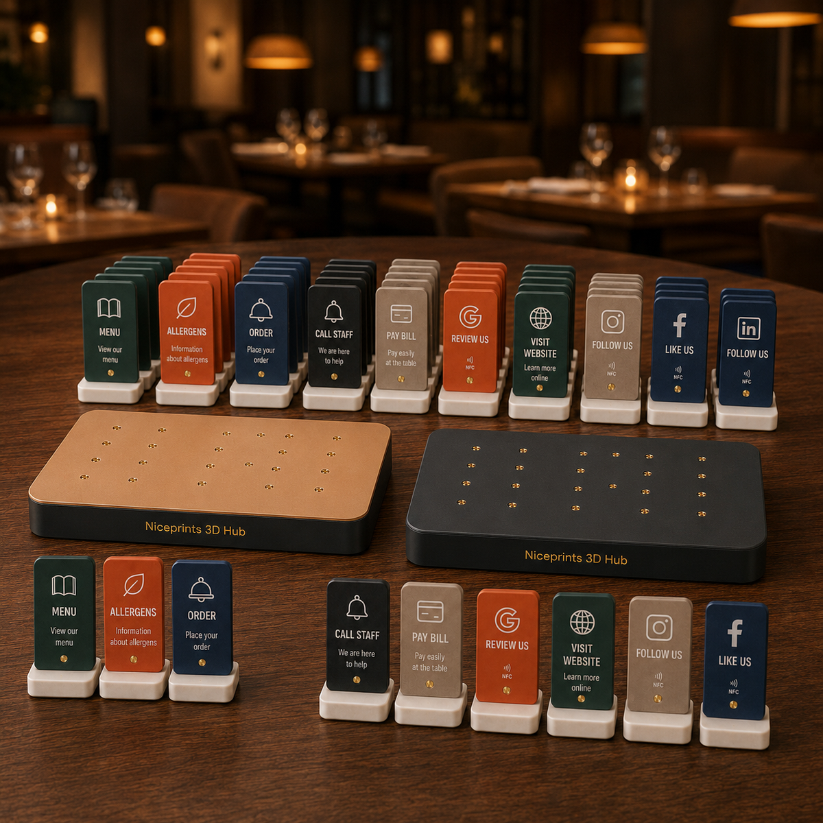 PoS Hub Set – Übersicht mit 2 Hubs und 48 NFC-Modulen, Preisschild €599