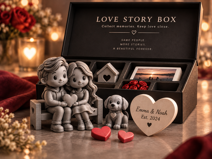 Personalisierte Love Story Box – Erinnerungsbox für Paare
