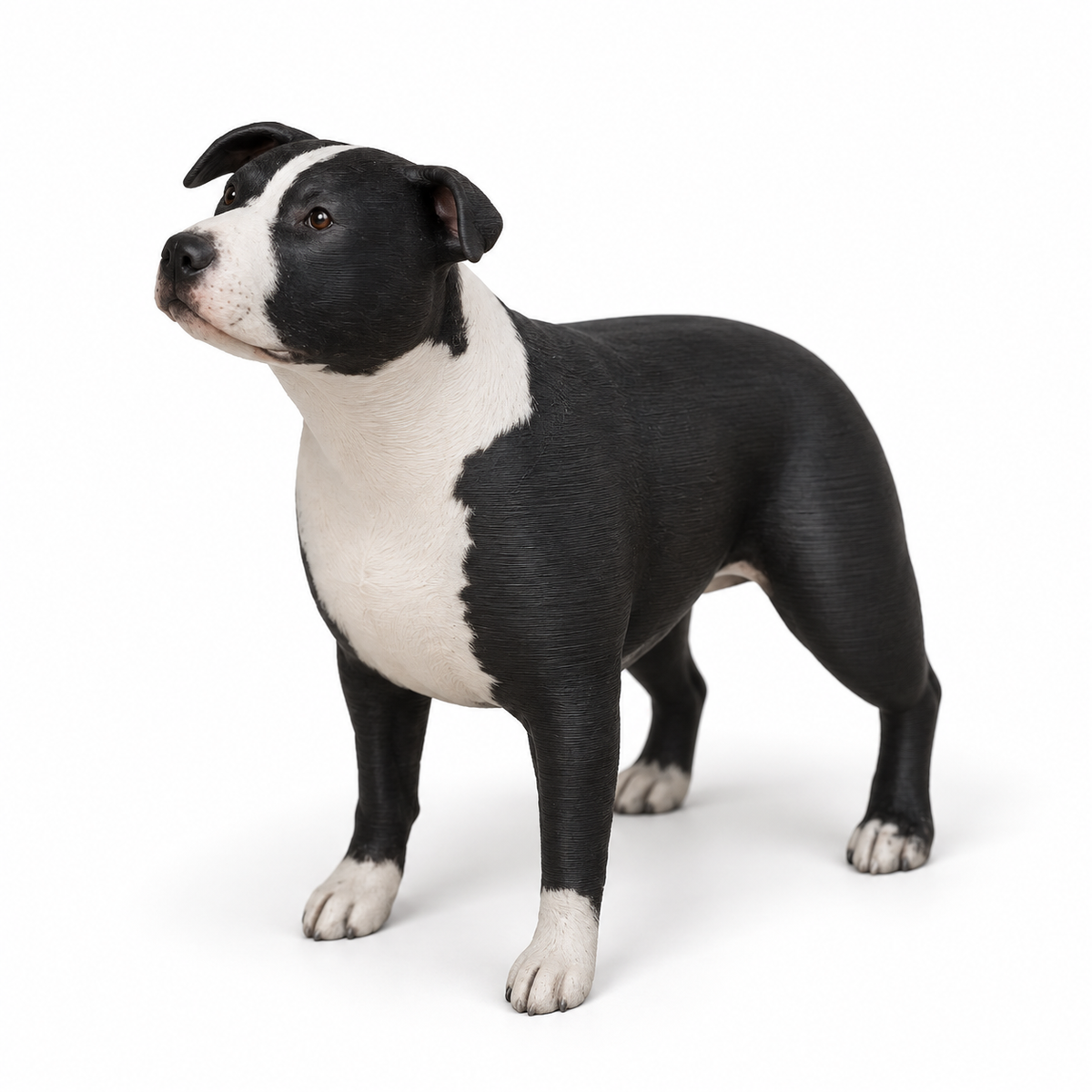 Individuelle schwarz-weiße 3D-Hundefigur als Gestaltungsbeispiel