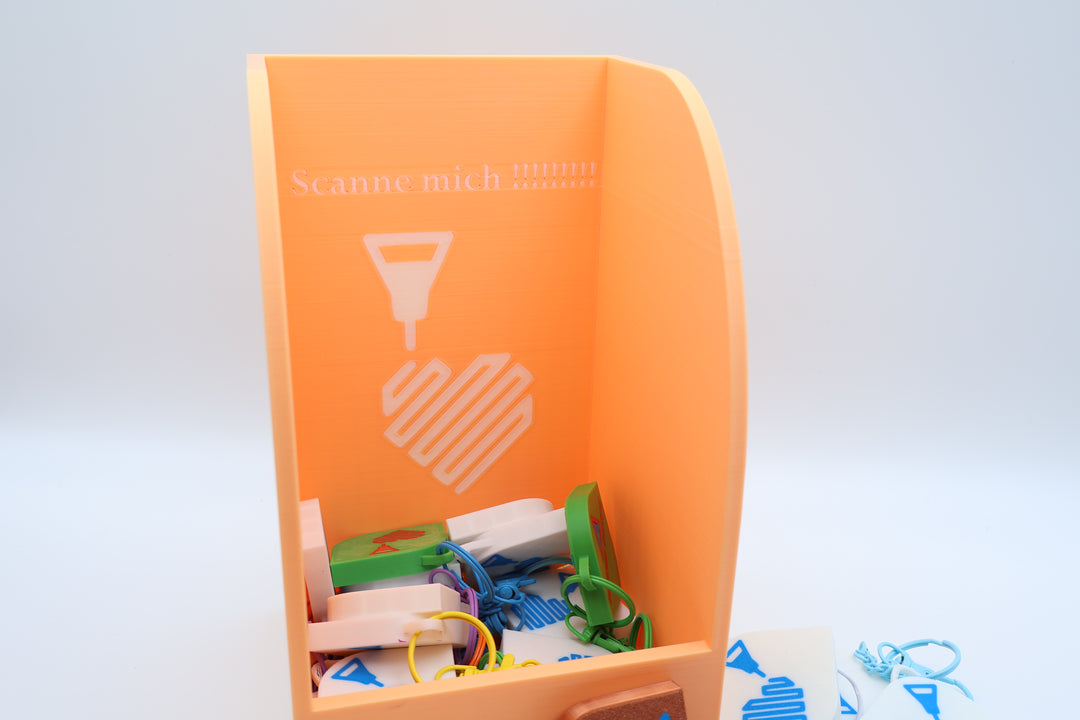 3D-gedruckter NFC Schlüsselanhänger Aufsteller + 25 Schlüsselanhängers  „Scanne mich“ – Individuelles Display für Kundenaktionen &amp; Google-Bewertungen