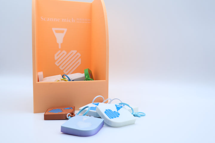 3D-gedruckter NFC Schlüsselanhänger Aufsteller + 25 Schlüsselanhängers  „Scanne mich“ – Individuelles Display für Kundenaktionen &amp; Google-Bewertungen