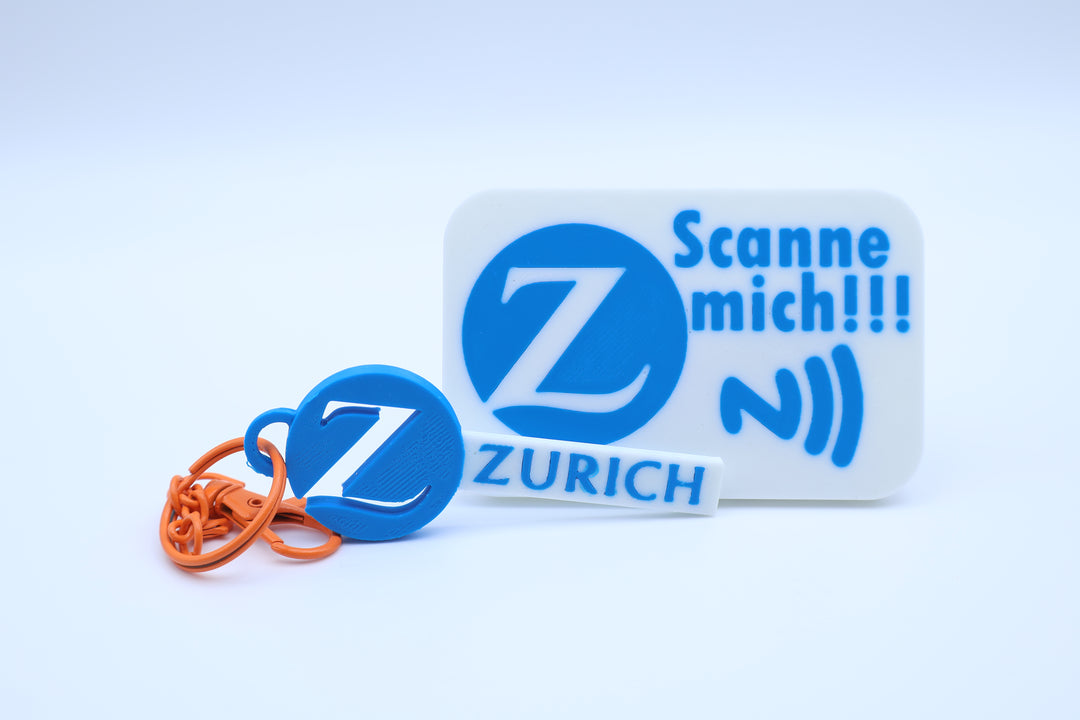 3D-gedruckter NFC-Aufsteller &amp; Schlüsselanhänger – Zurich Edition