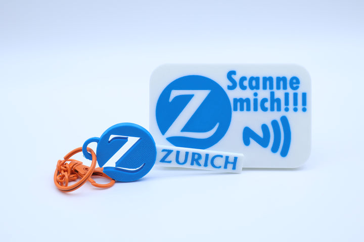 3D-gedruckter NFC-Aufsteller &amp; Schlüsselanhänger – Zurich Edition