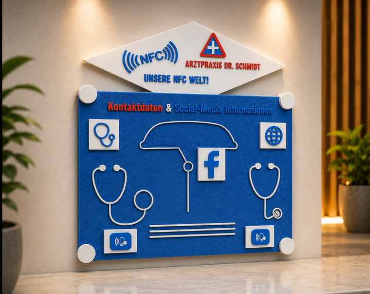 Wandschild mit Social Tags (NFC)