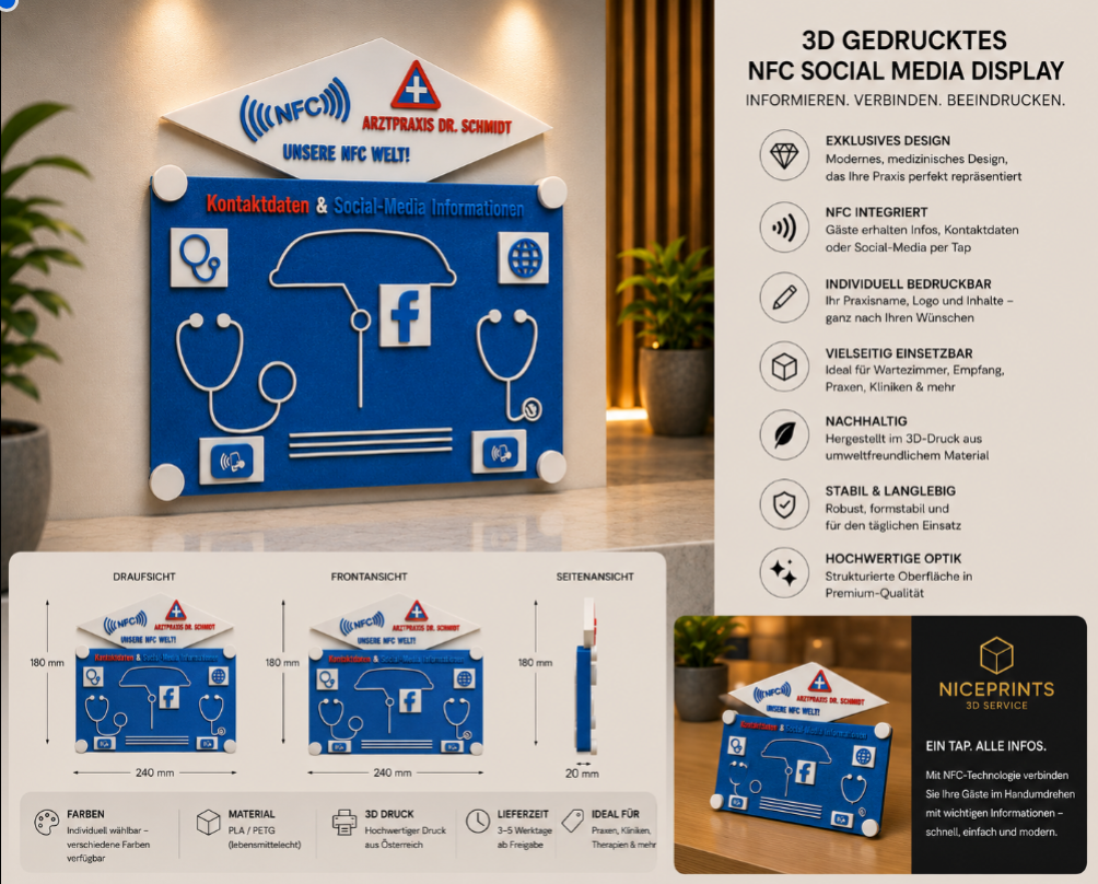 Wandschild mit Social Tags (NFC)