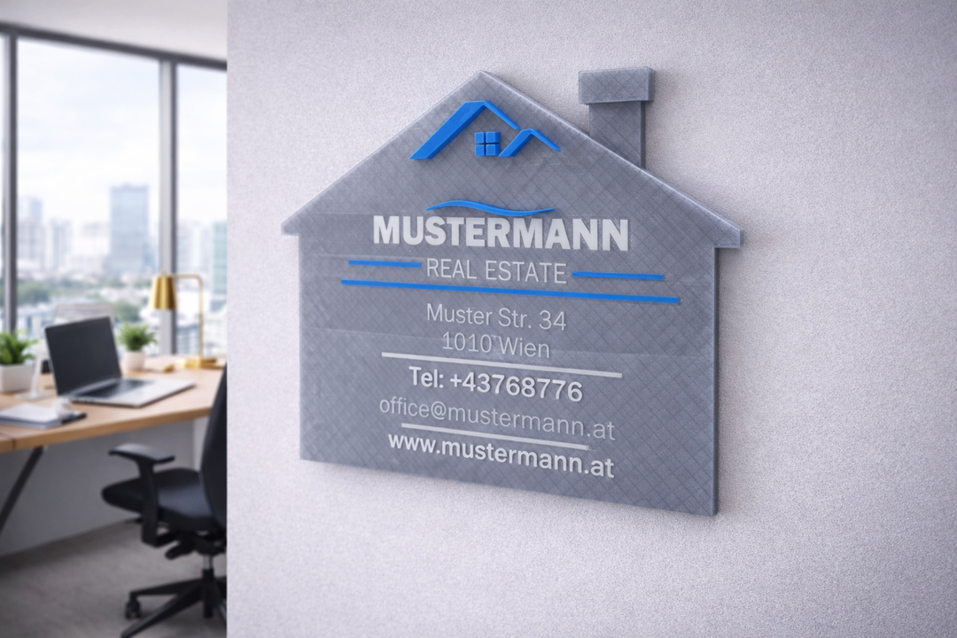 🏡 Individuelles 3D Firmenschild – Immobilien &amp; Büro Branding