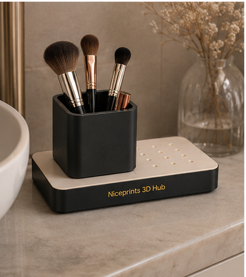 Niceprints 3D Hub – makeup brush holder on bathroom vanity
