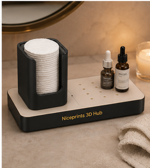 Niceprints 3D Hub – toothbrush and glass holder on marble bathroom counter