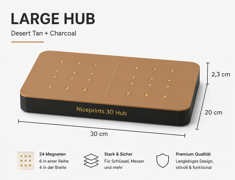 Niceprints 3D Hub Large Desert Tan Spezifikationen: 30x20x2,3 cm, 24 Magnete, 6 in einer Reihe, 4 in der Breite