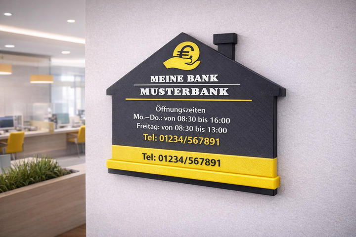 🏦 Individuelles 3D Firmenschild – Bank, Finanzbüro &amp; Unternehmen