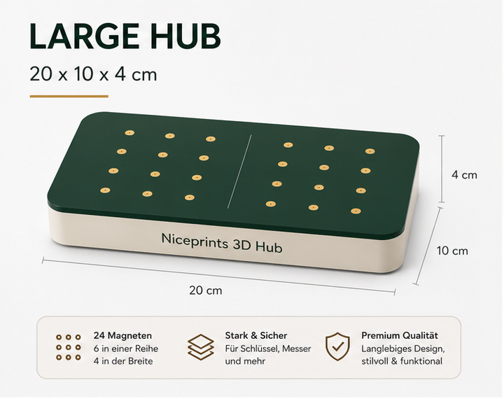 Niceprints 3D Hub Large Spezifikationen: 20x10x4 cm, 24 Magnete, 6 in einer Reihe, 4 in der Breite