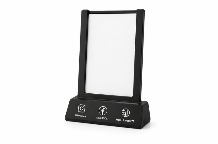 NFC Menühalter für Restaurants – Smart Display mit Social Media &amp; Website Verbindung